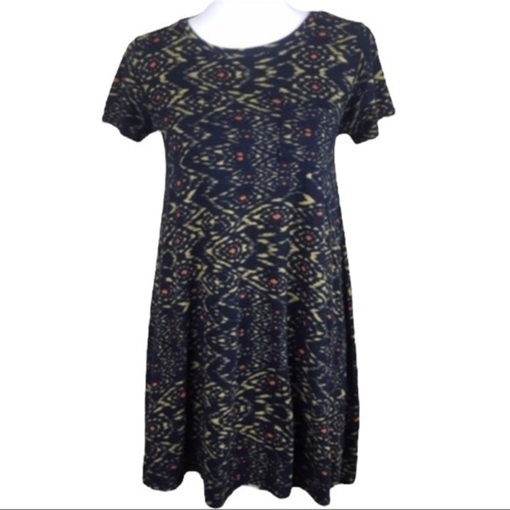 LuLaRoe Carly Dress MultiColor Print Hi Lo Tee Shirt Dress